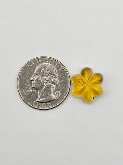 Amber authentic flower cabochon large
