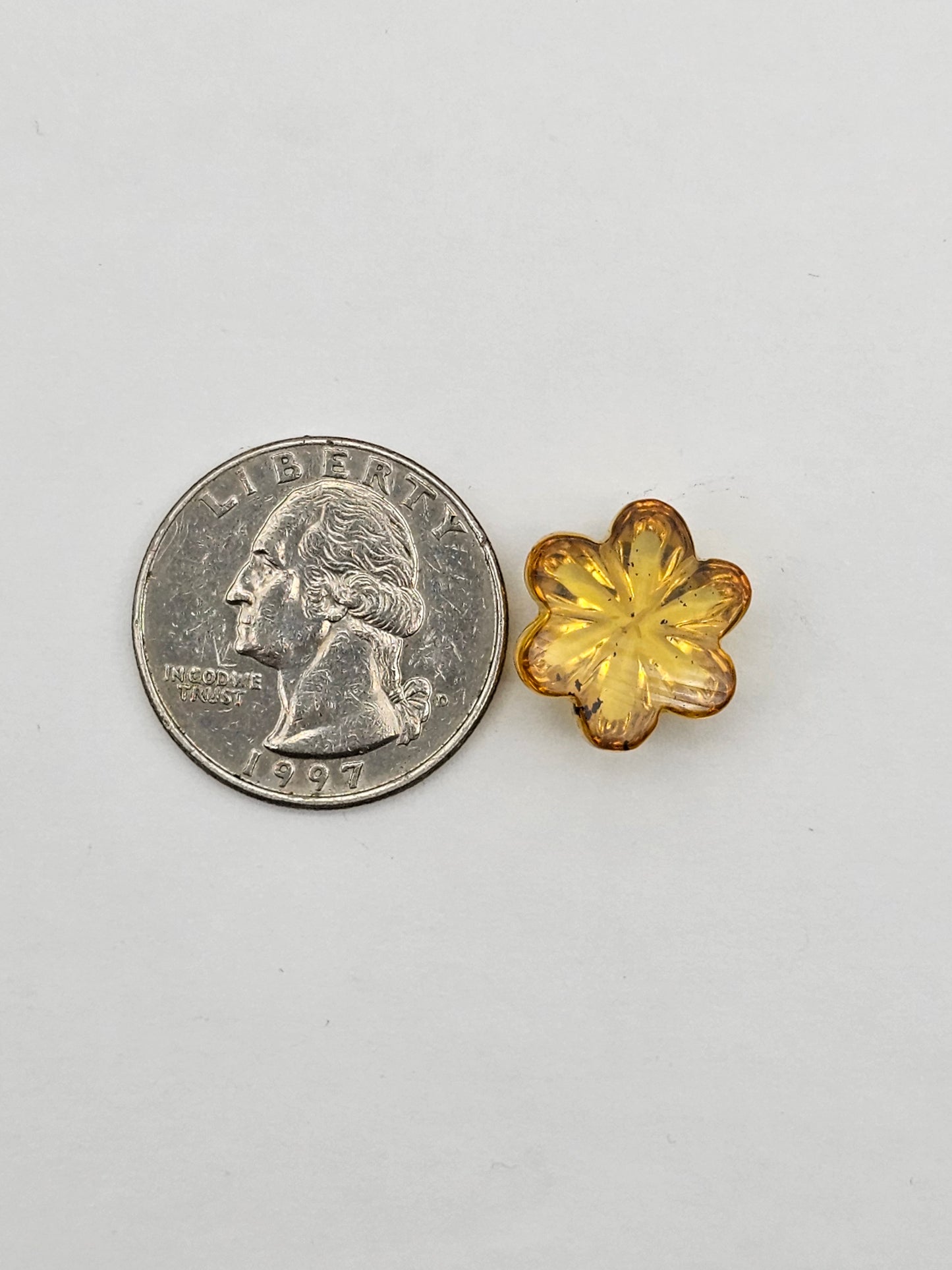Amber authentic flower cabochon large