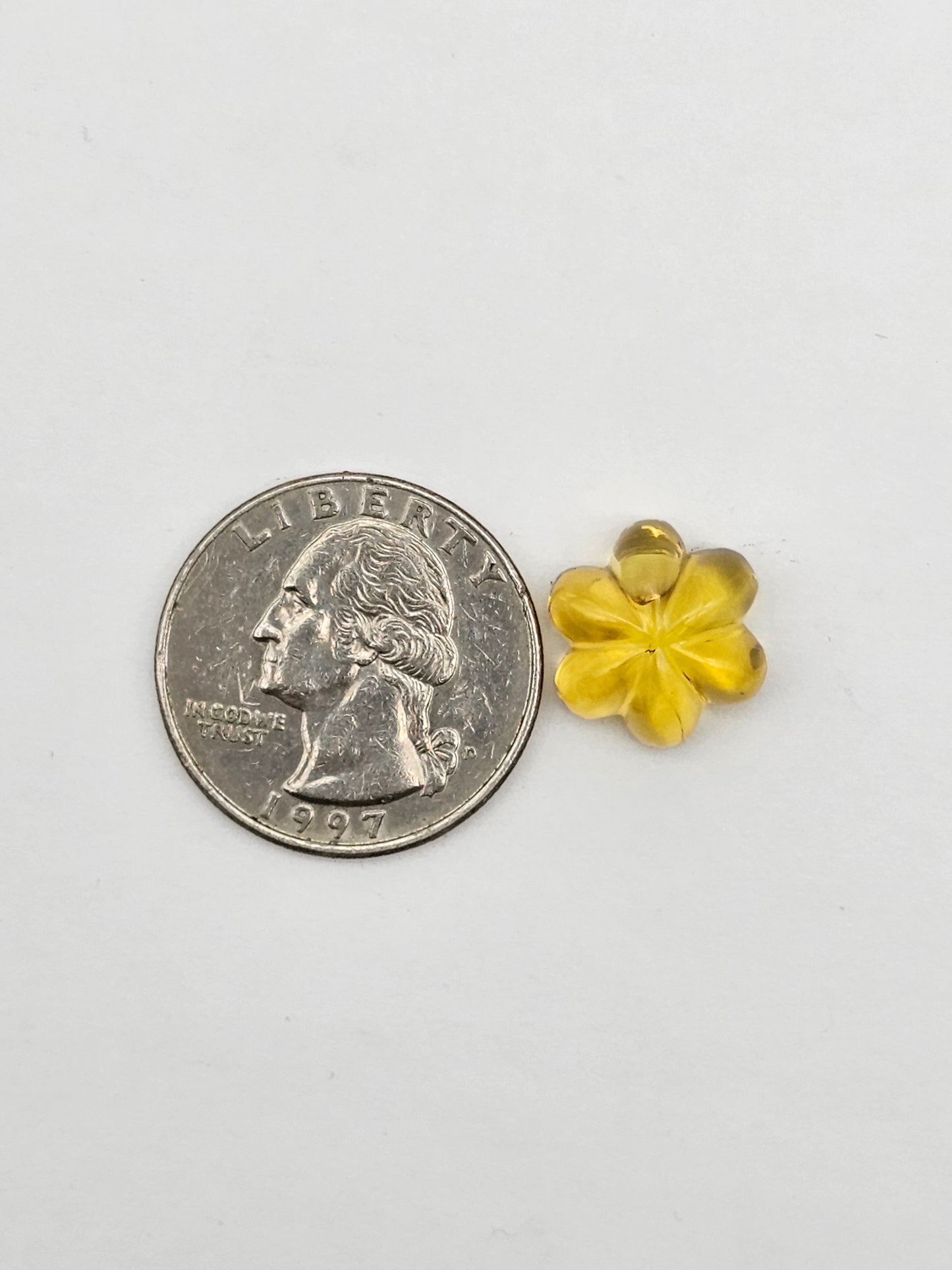 Amber authentic flower cabochon large