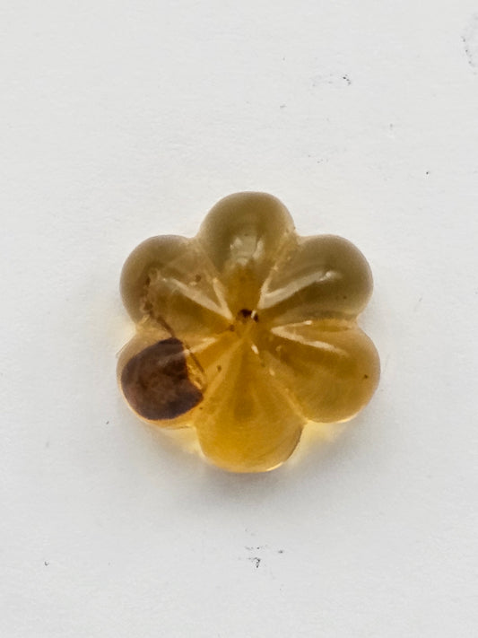 Amber authentic flower cabochon large