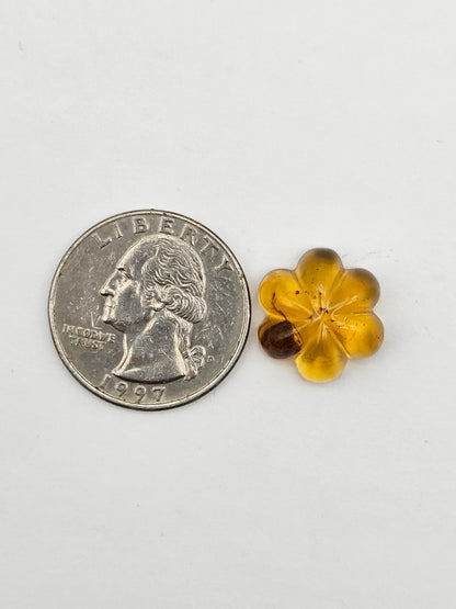 Amber authentic flower cabochon large