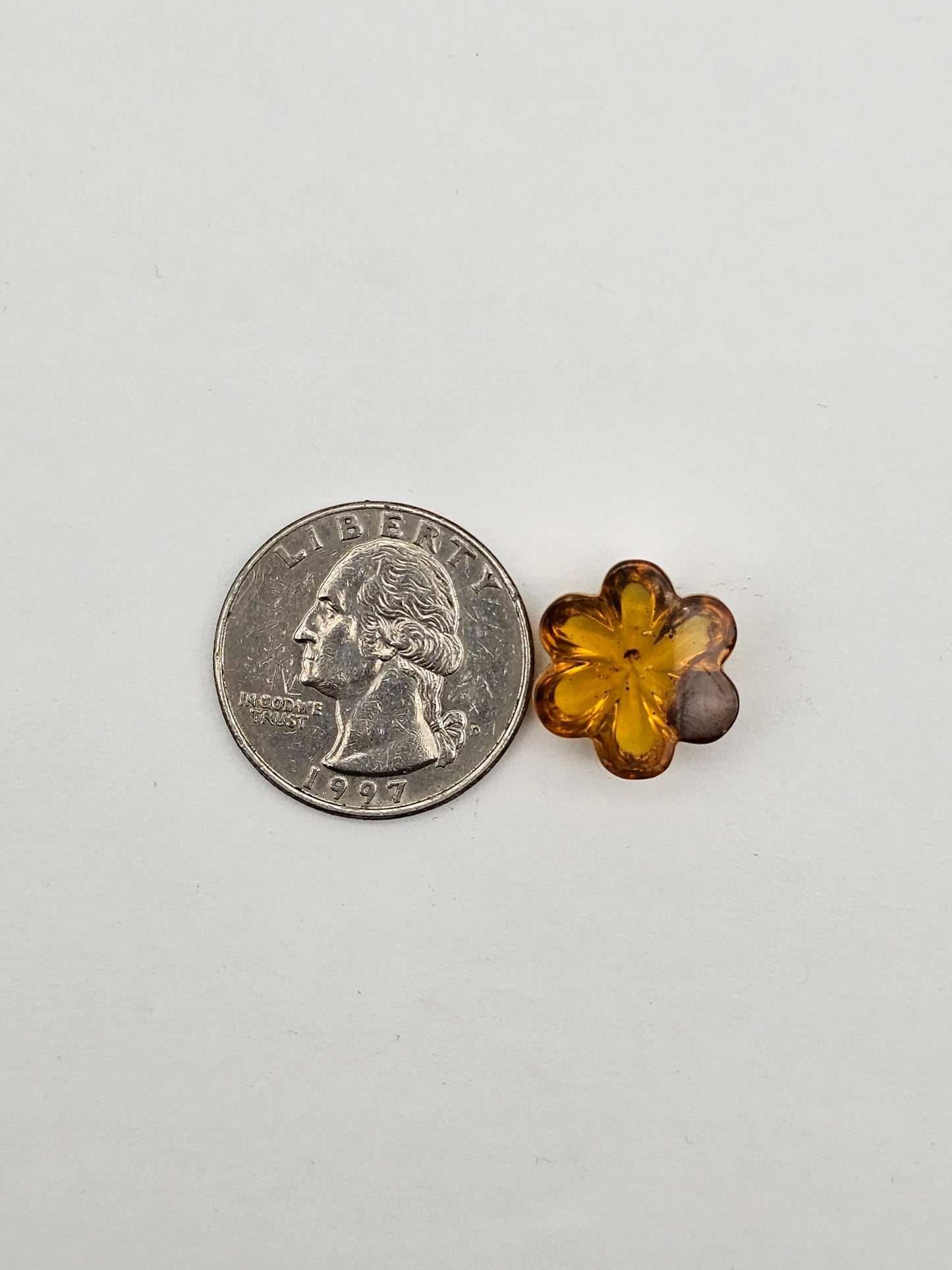 Amber authentic flower cabochon large