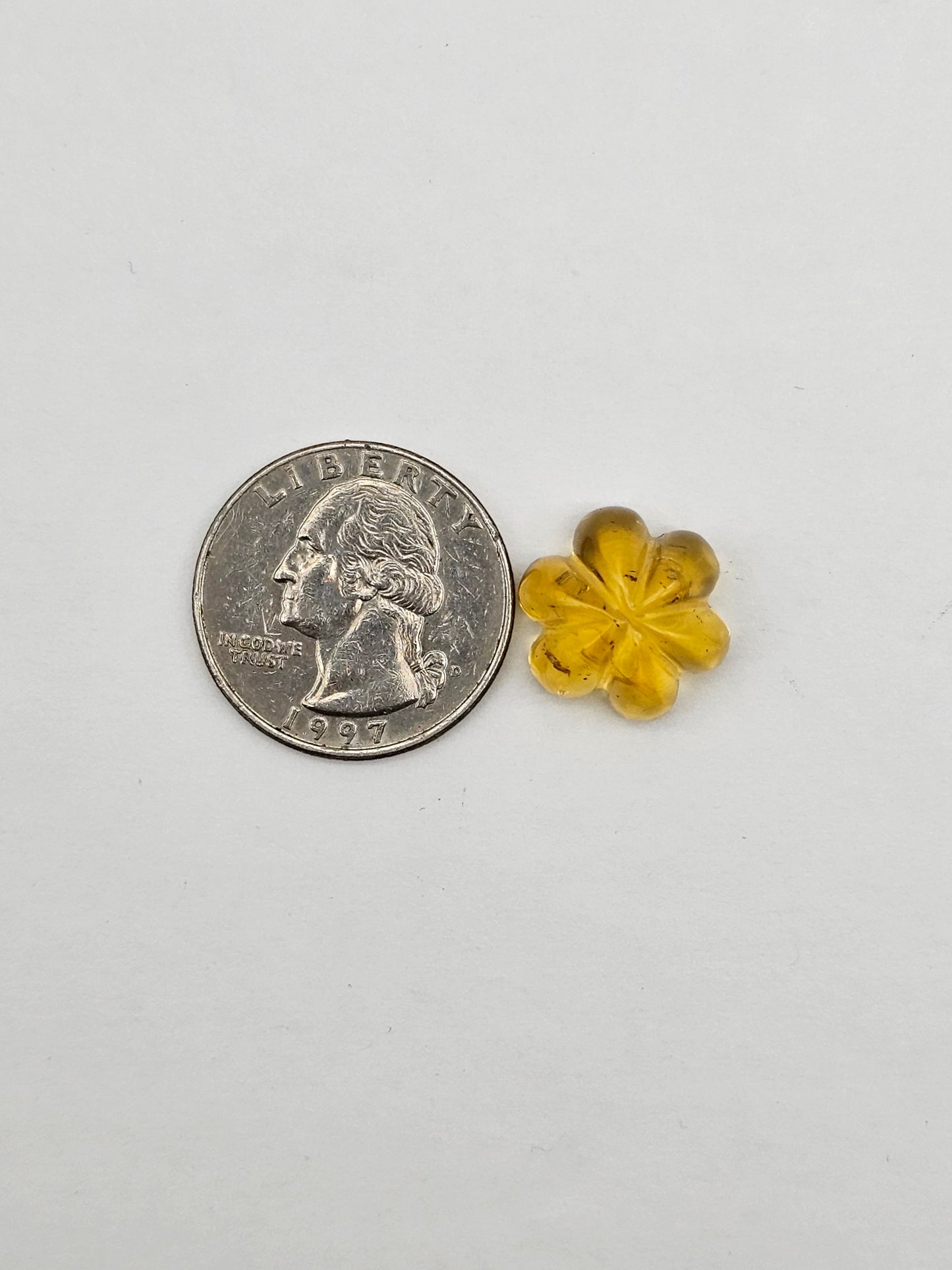 Amber authentic flower cabochon large