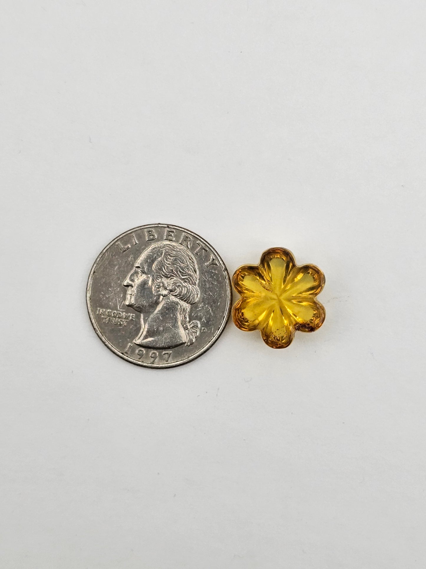 Amber authentic flower cabochon large