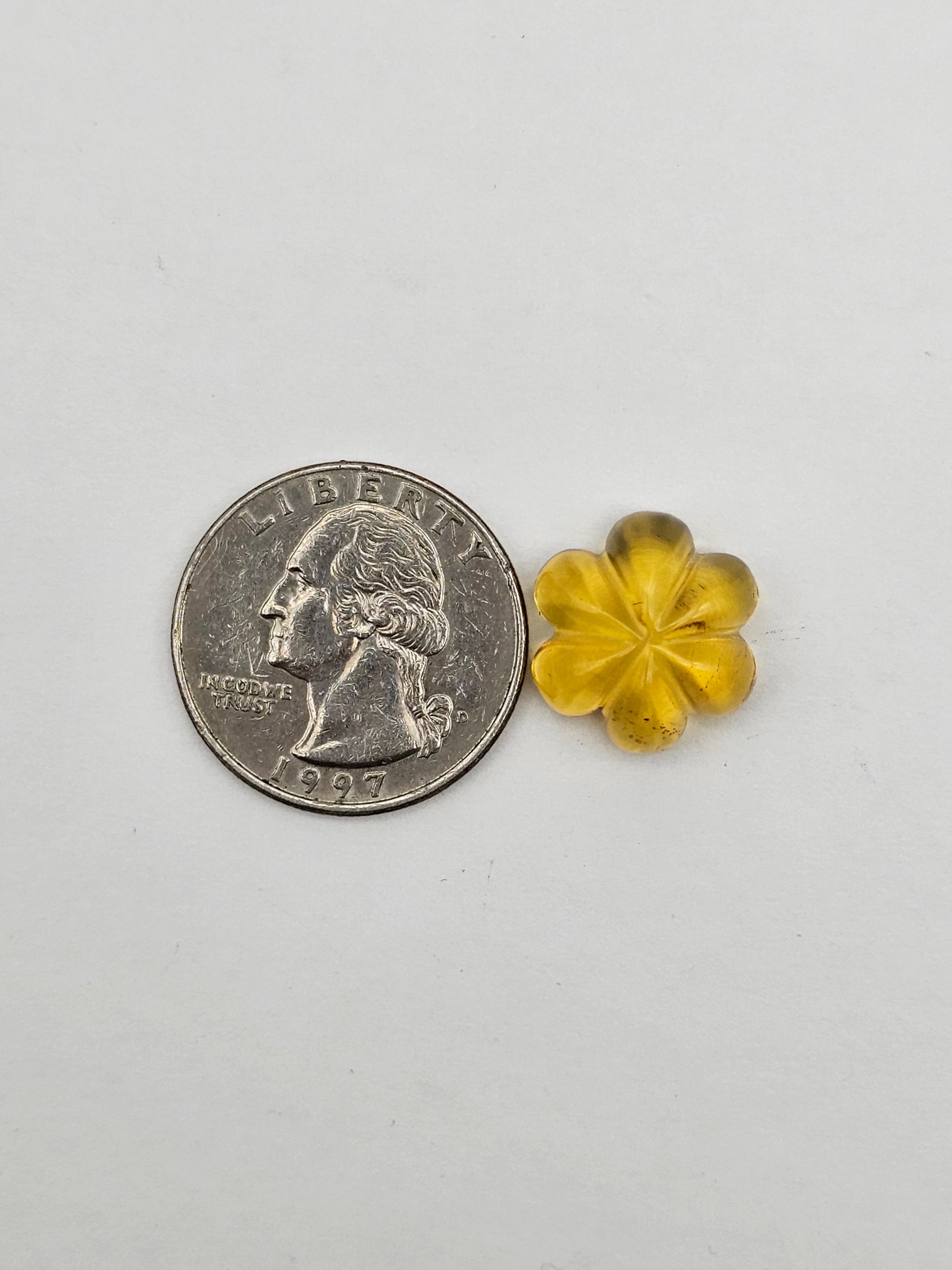 Amber authentic flower cabochon large