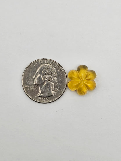 Amber authentic flower cabochon large
