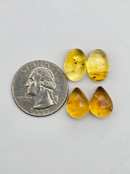Amber authentic cabochon pair lot
