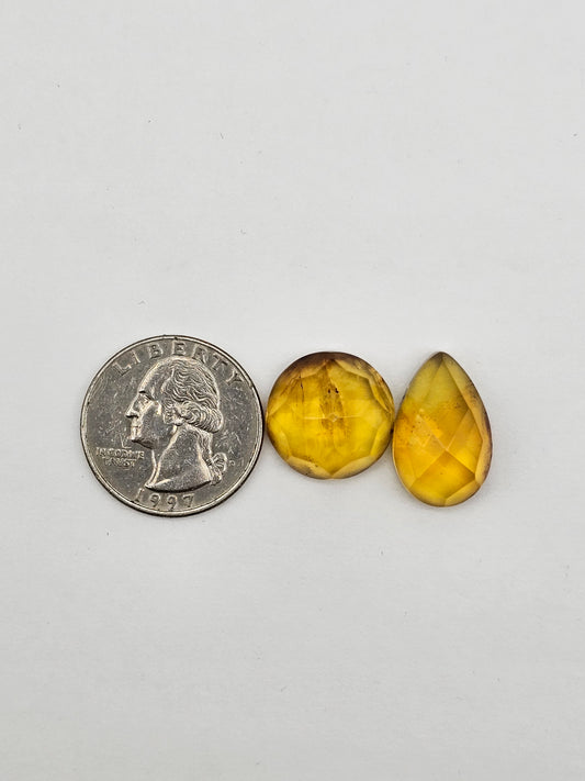 Amber authentic cabochon set large
