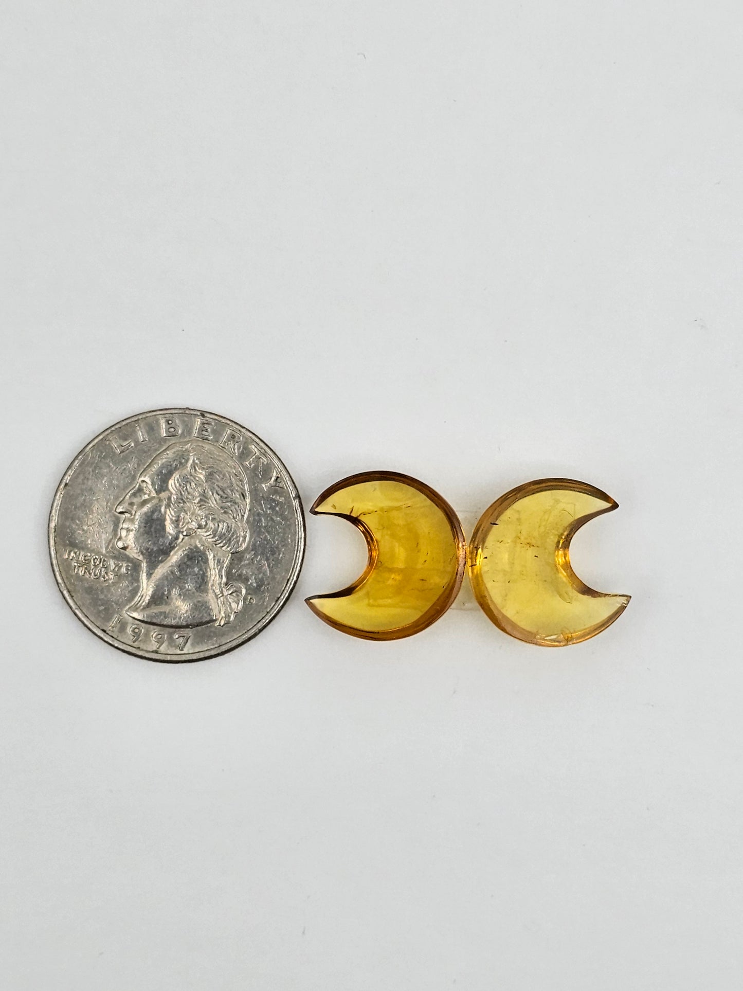 Amber authentic moon cabochon pair large