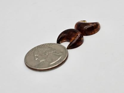 Amber authentic moon cabochon pair large