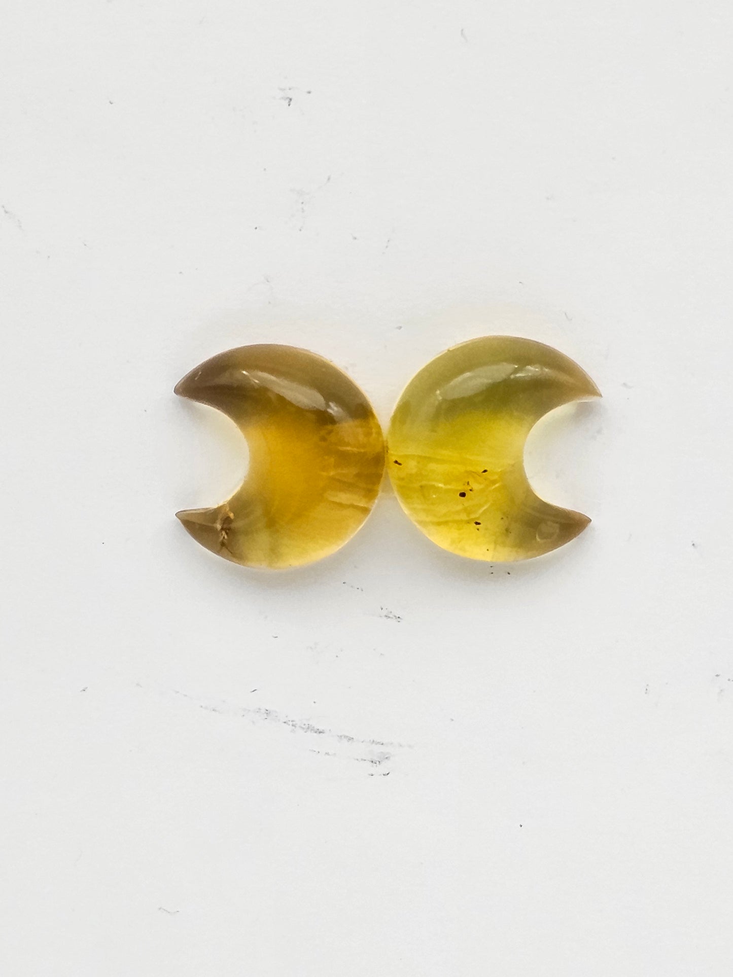 Amber authentic moon cabochon pair large