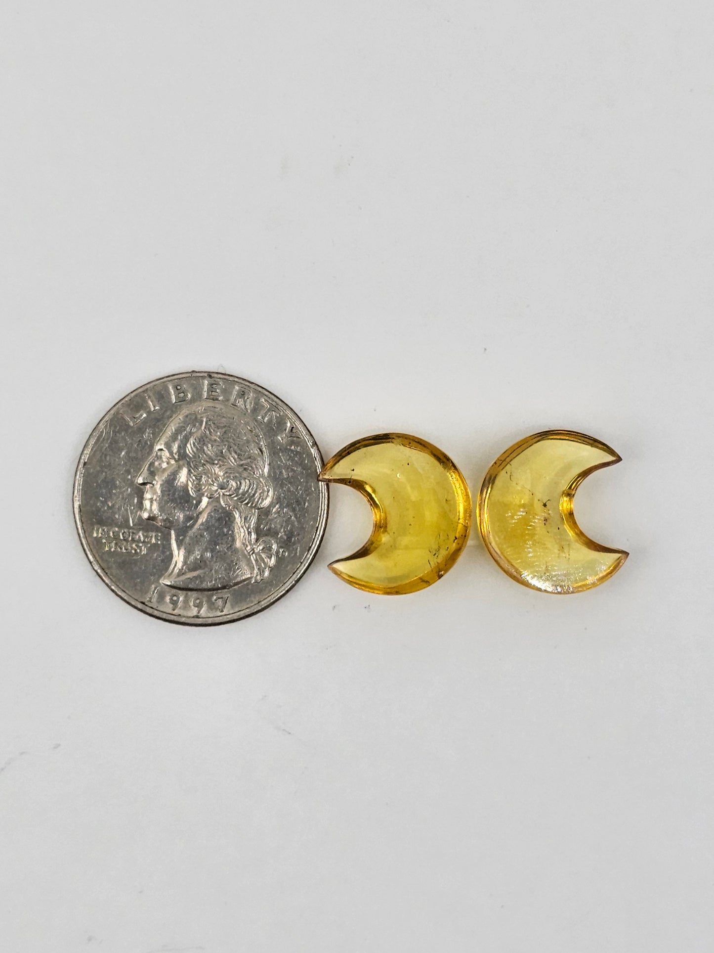 Amber authentic moon cabochon pair large