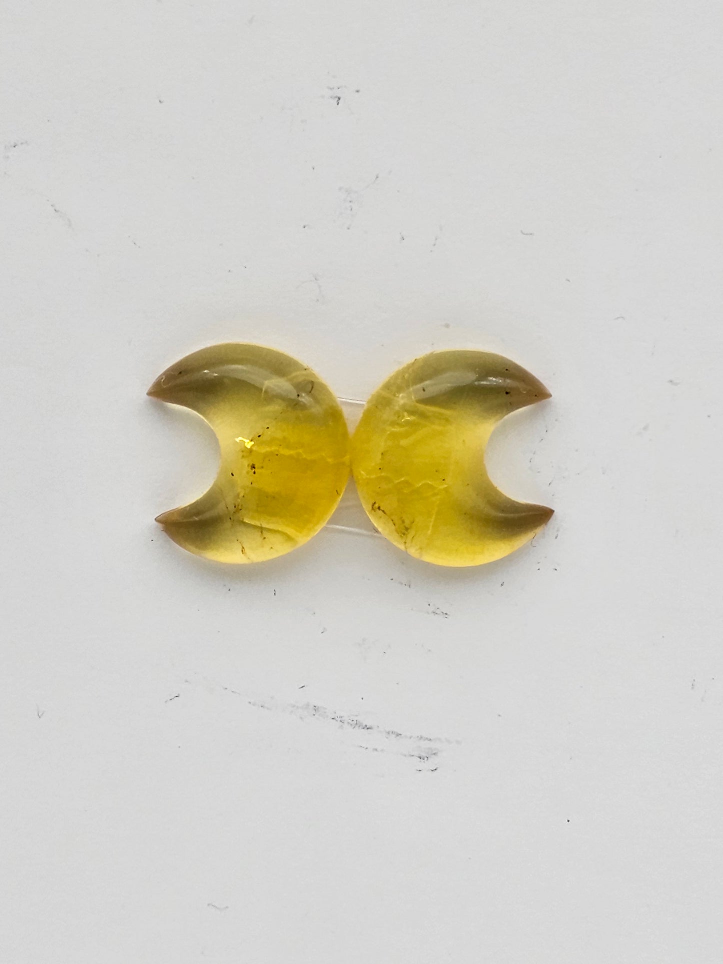 Amber authentic moon cabochon pair large