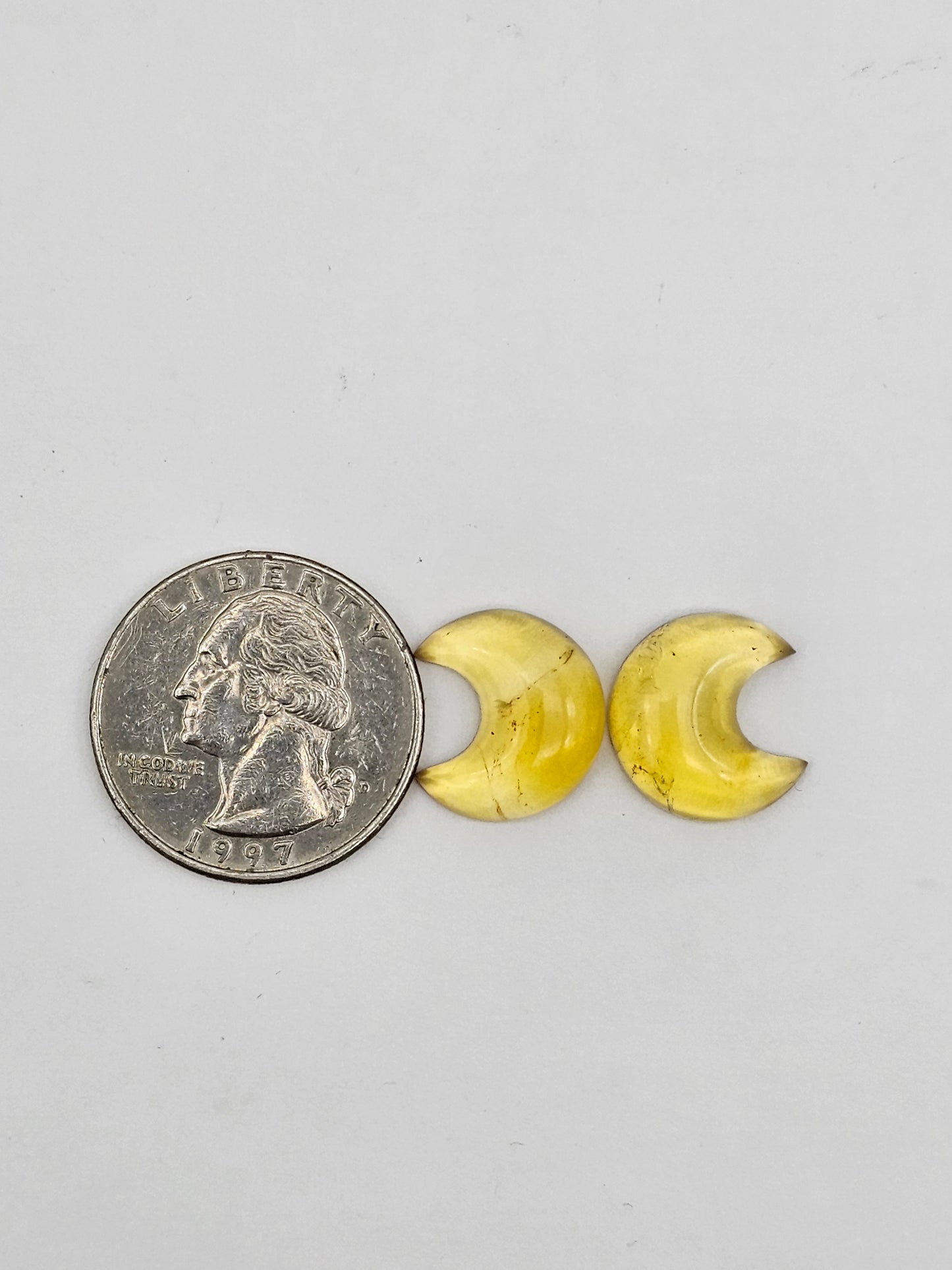 Amber authentic moon cabochon pair large