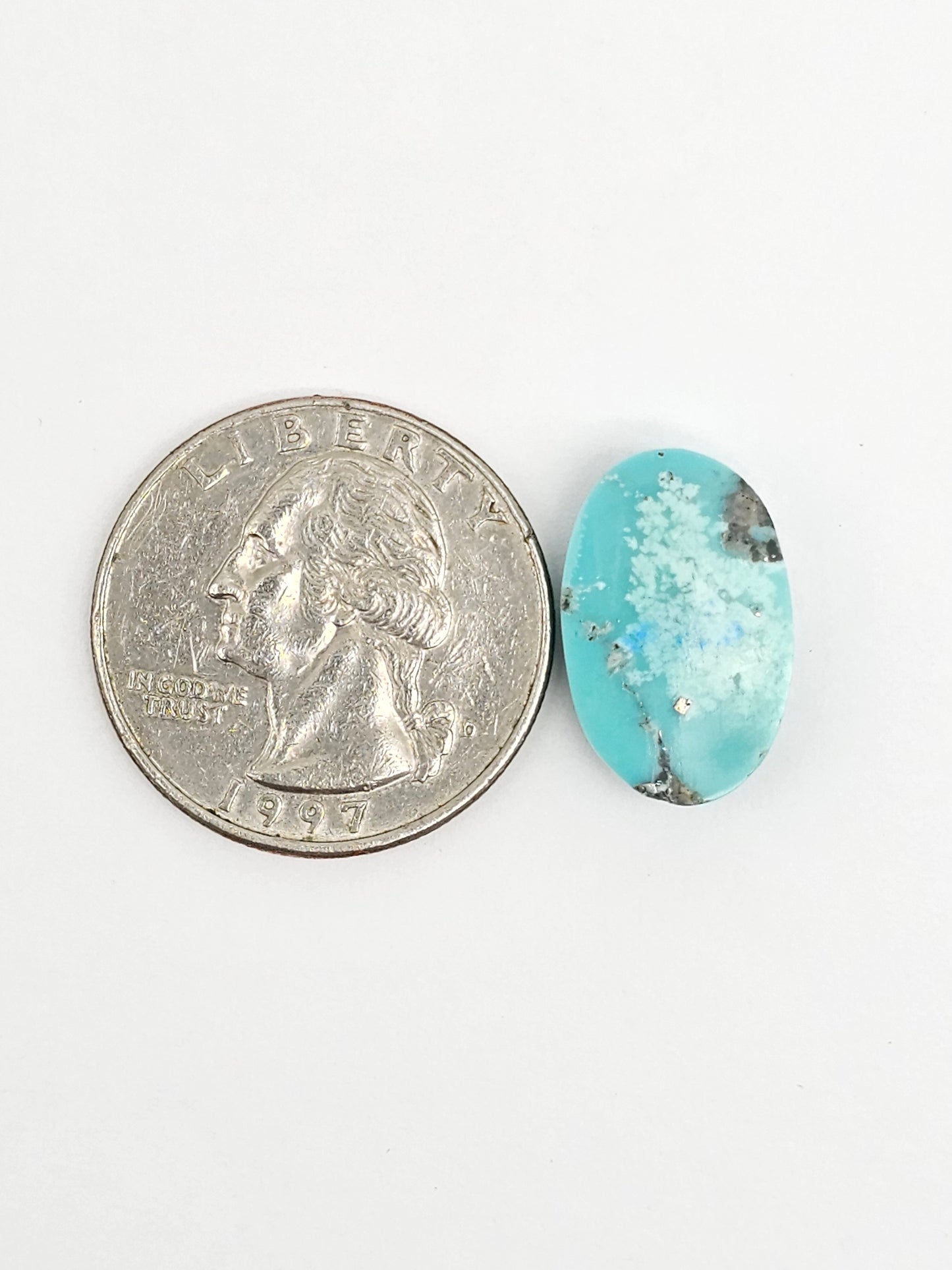 Mexican Turquoise Cabochon with Pyrite | Artisan Cut Gemstone