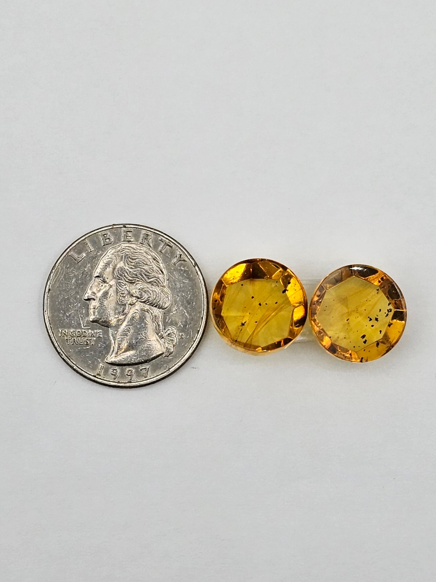 Amber faceted round pair