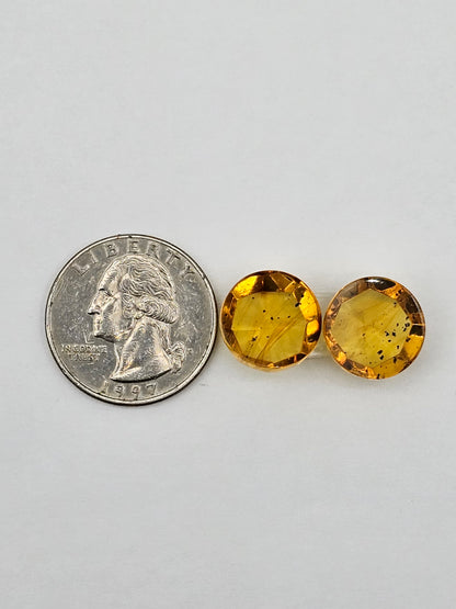 Amber faceted round pair