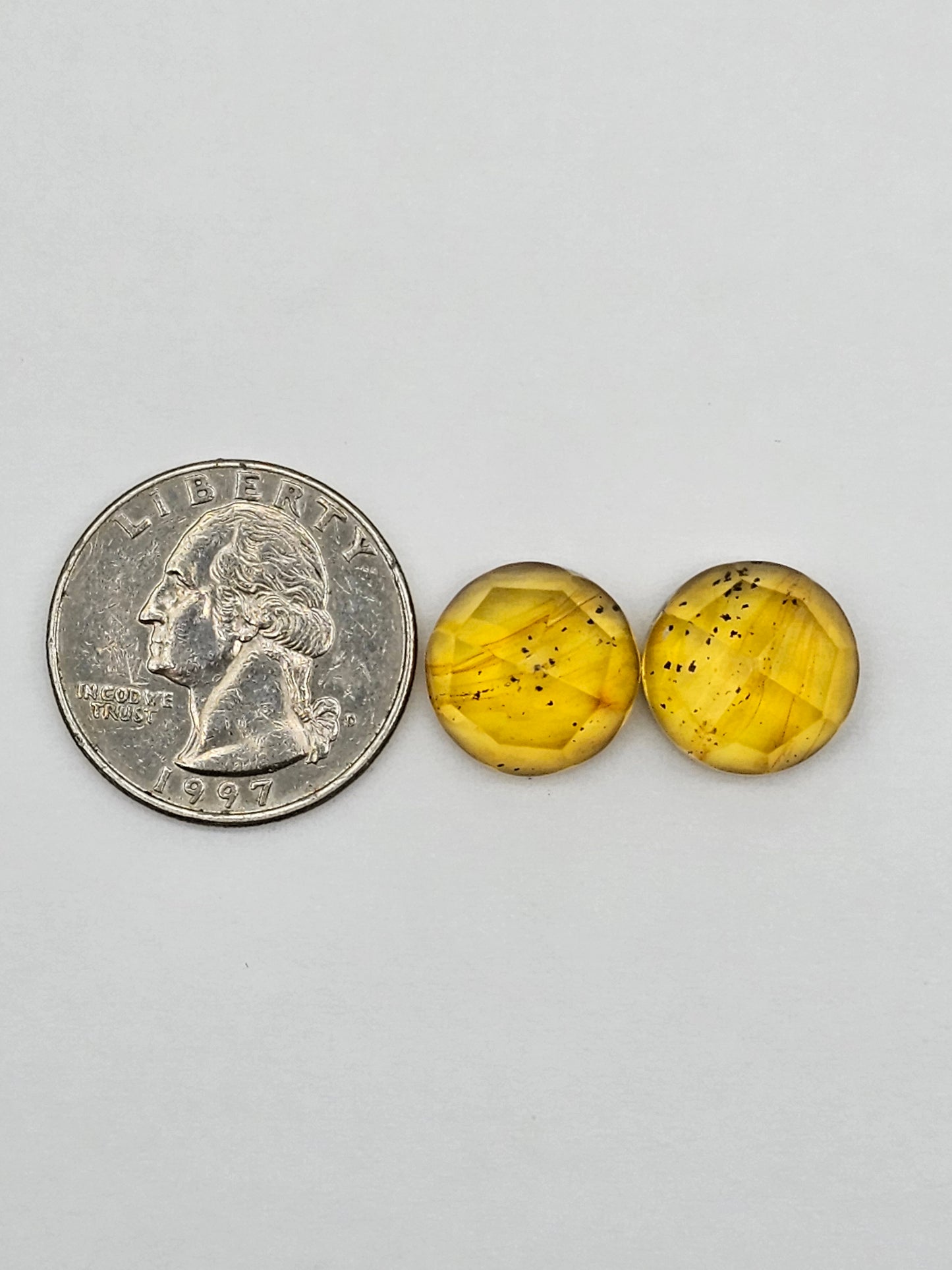 Amber faceted round pair