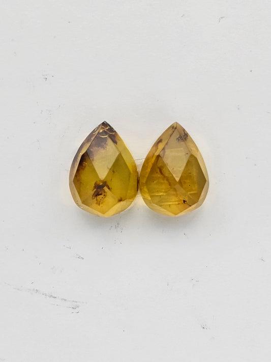Amber faceted teardrop pair
