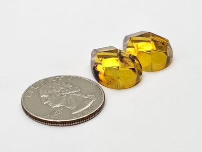 Amber faceted teardrop pair