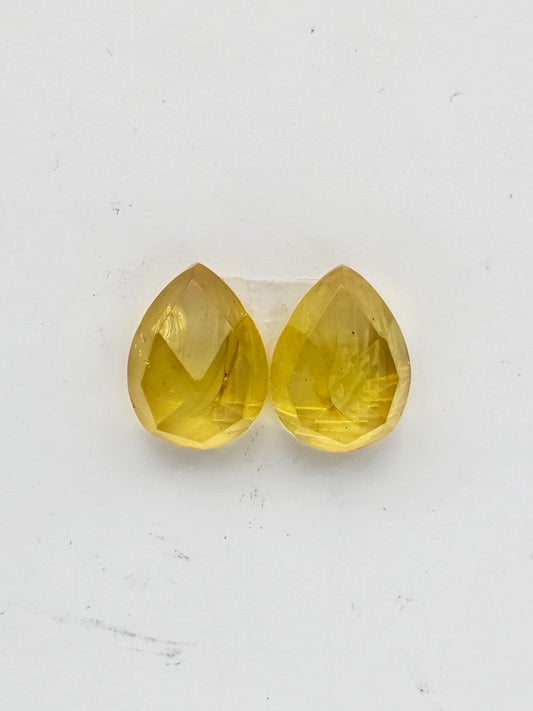 Amber faceted teardrop pair