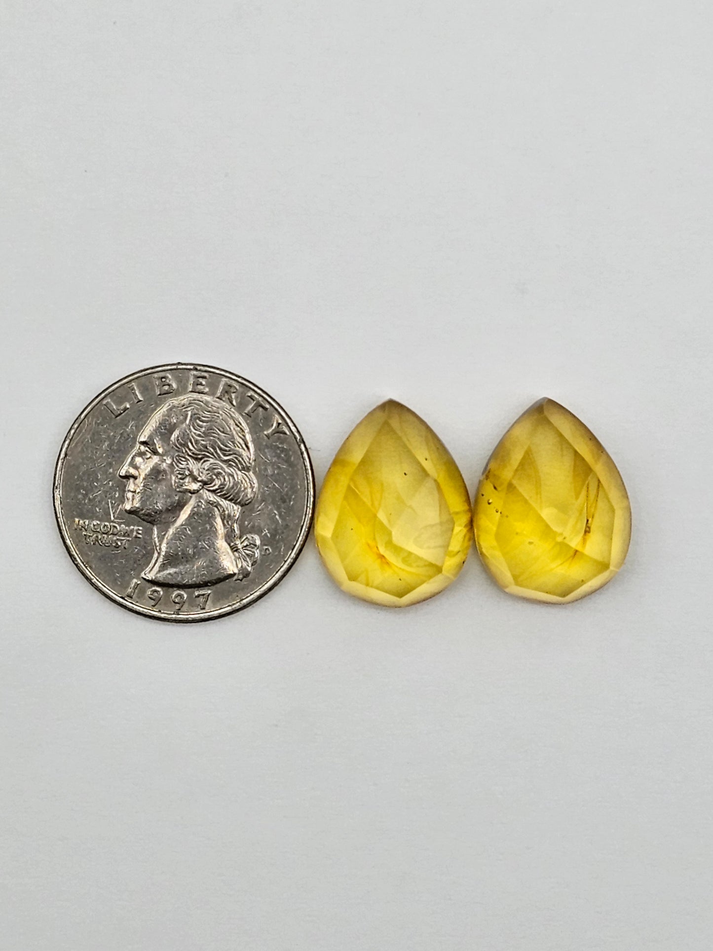 Amber faceted teardrop pair