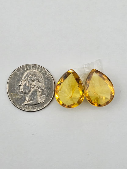 Amber faceted teardrop pair
