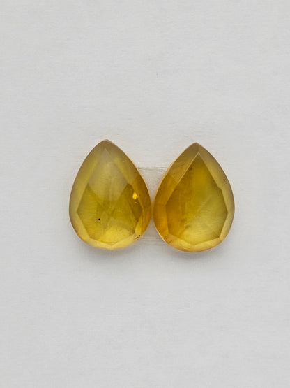 Amber faceted teardrop pair