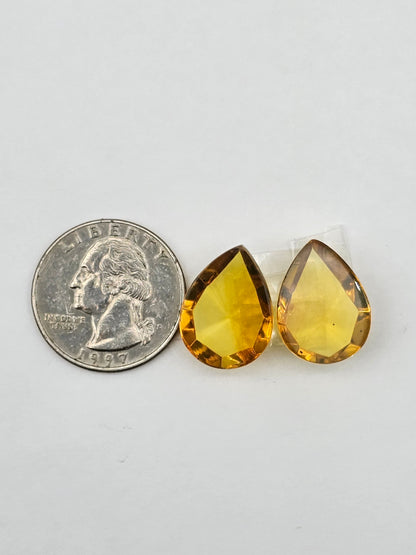 Amber faceted teardrop pair