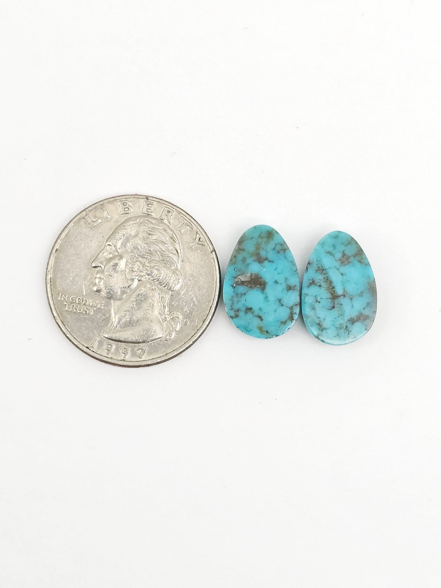 Mexican Turquoise Pair with Pyrite | Artisan Cut Gemstone