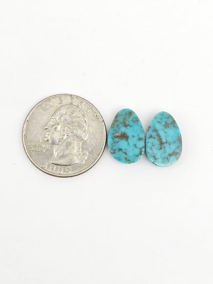 Mexican Turquoise Pair with Pyrite | Artisan Cut Gemstone