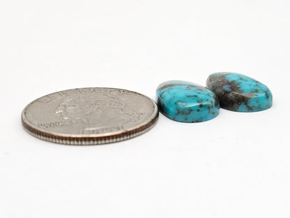 Mexican Turquoise Pair with Pyrite | Artisan Cut Gemstone