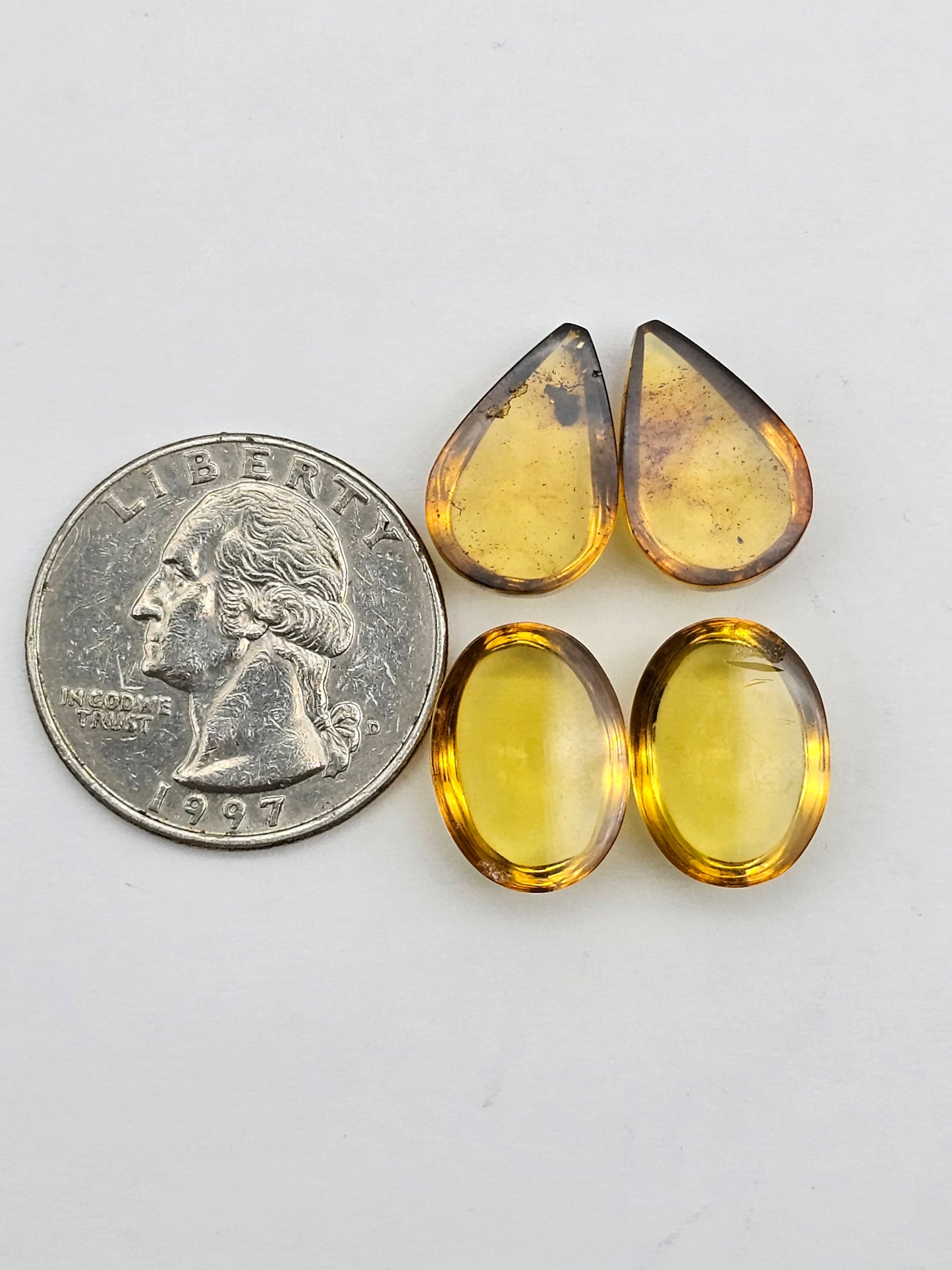Amber authentic cabochon pair lot