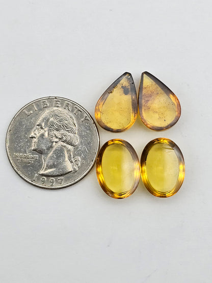 Amber authentic cabochon pair lot