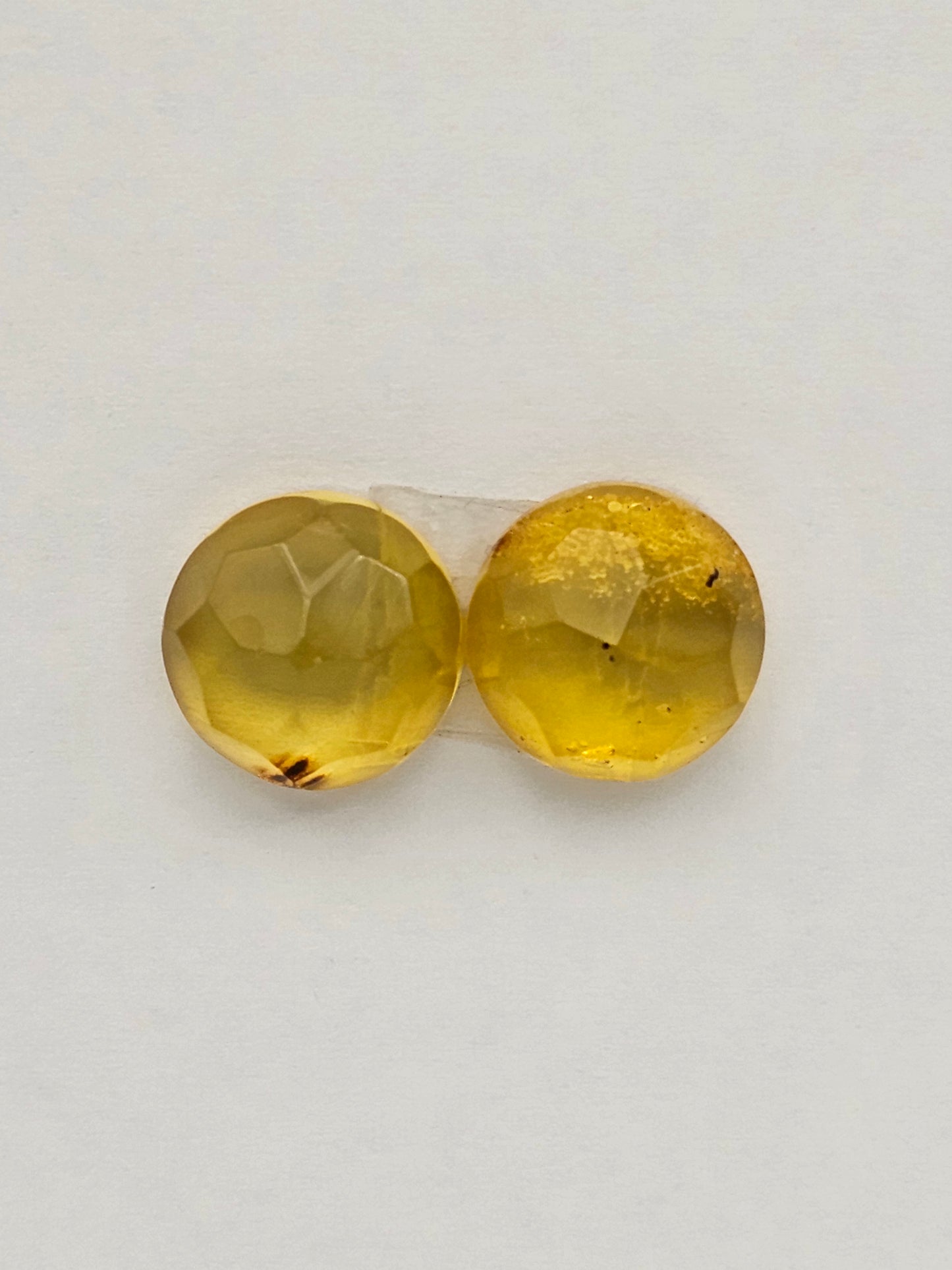Amber authentic cabochon pair large