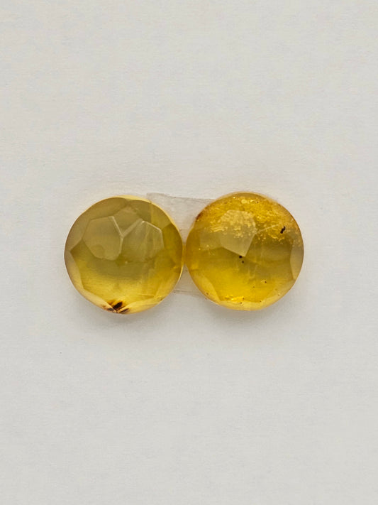 Amber authentic cabochon pair large