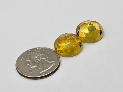 Amber authentic cabochon pair large