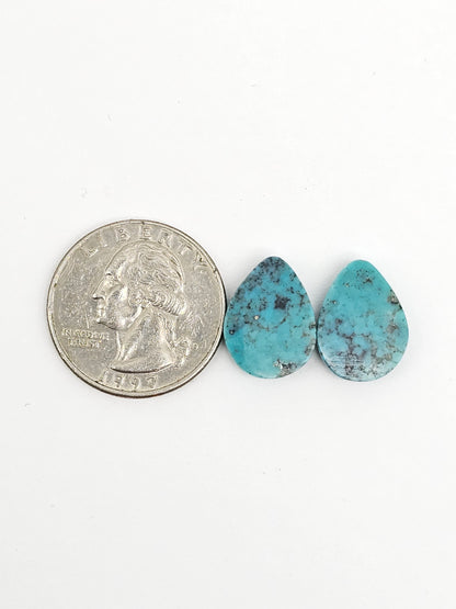 Mexican Turquoise Pair with Pyrite | Artisan Cut Gemstone