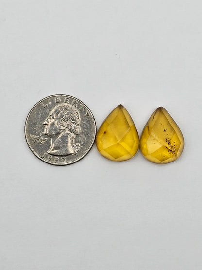 Amber faceted teardrop pair