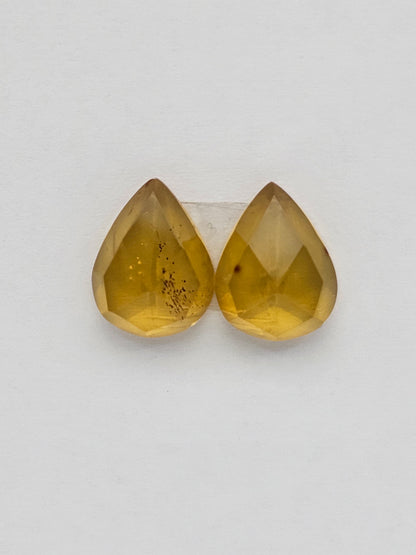 Amber faceted teardrop pair