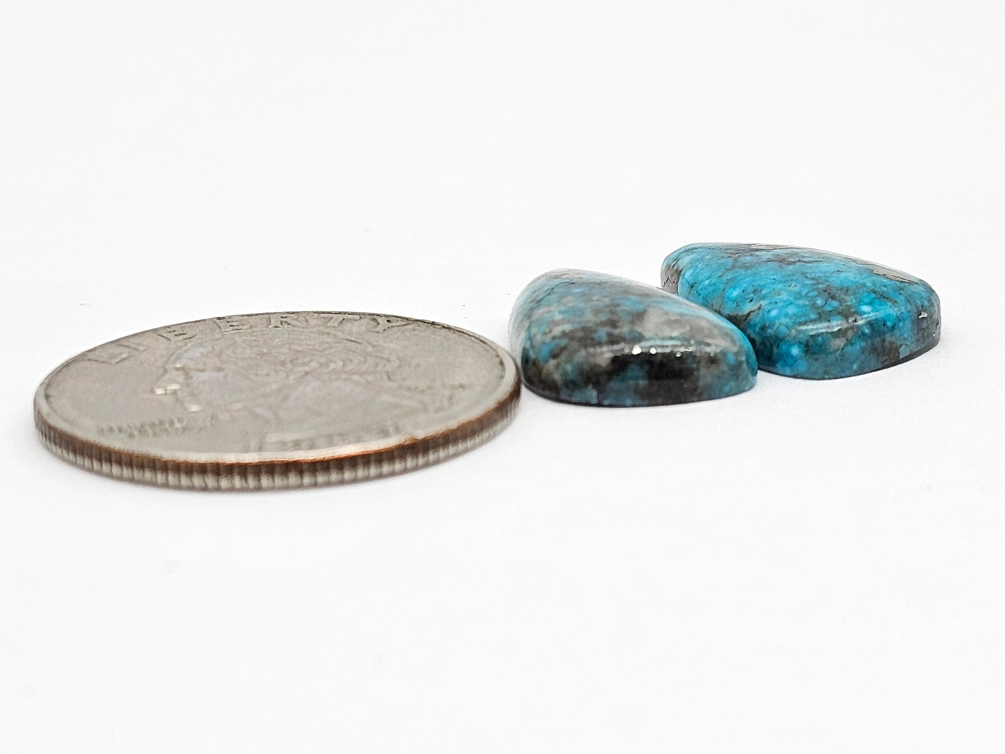 Mexican Turquoise Pair with Pyrite | Artisan Cut Gemstone