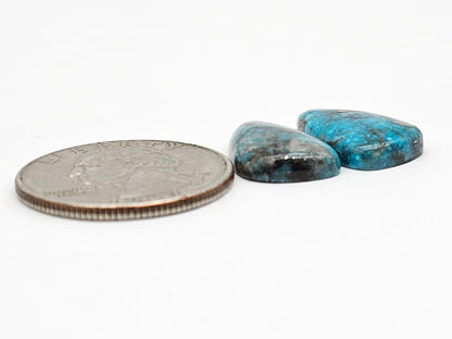Mexican Turquoise Pair with Pyrite | Artisan Cut Gemstone
