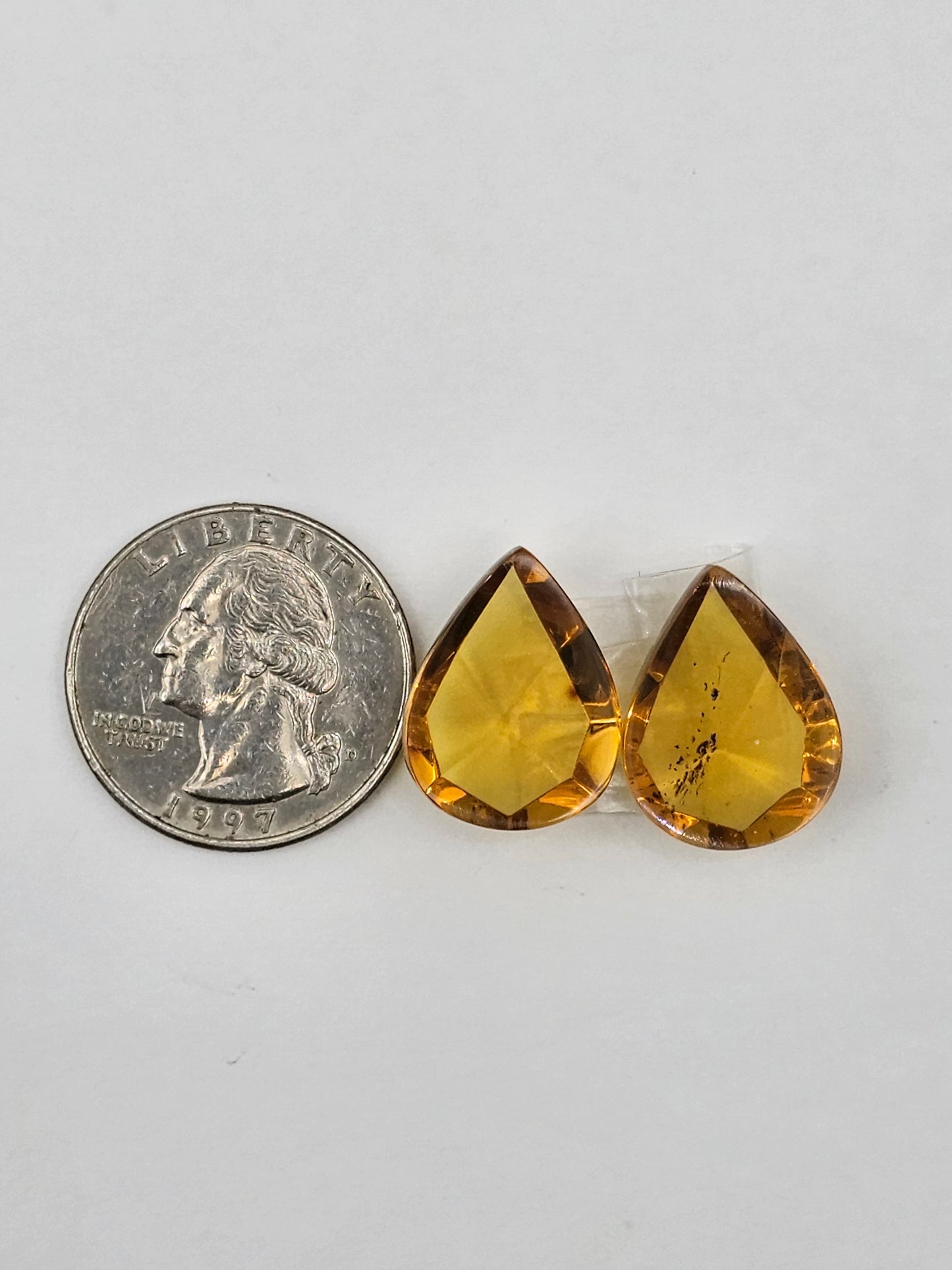 Amber faceted teardrop pair