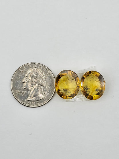 Amber faceted oval pair