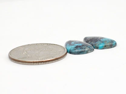 Mexican Turquoise Pair with Pyrite | Artisan Cut Gemstone