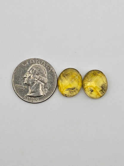 Amber faceted oval pair