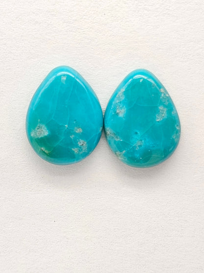 Mexican Turquoise Pair | Artisan Cut Gemstone