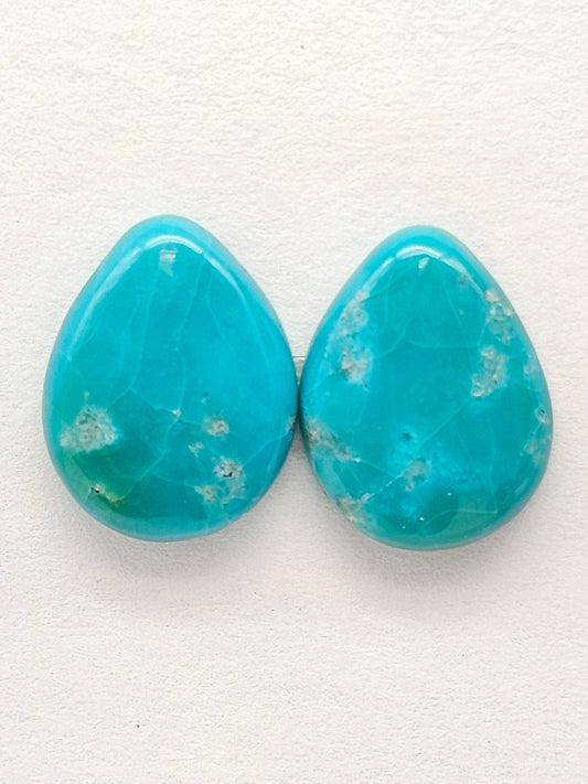 Mexican Turquoise Pair | Artisan Cut Gemstone