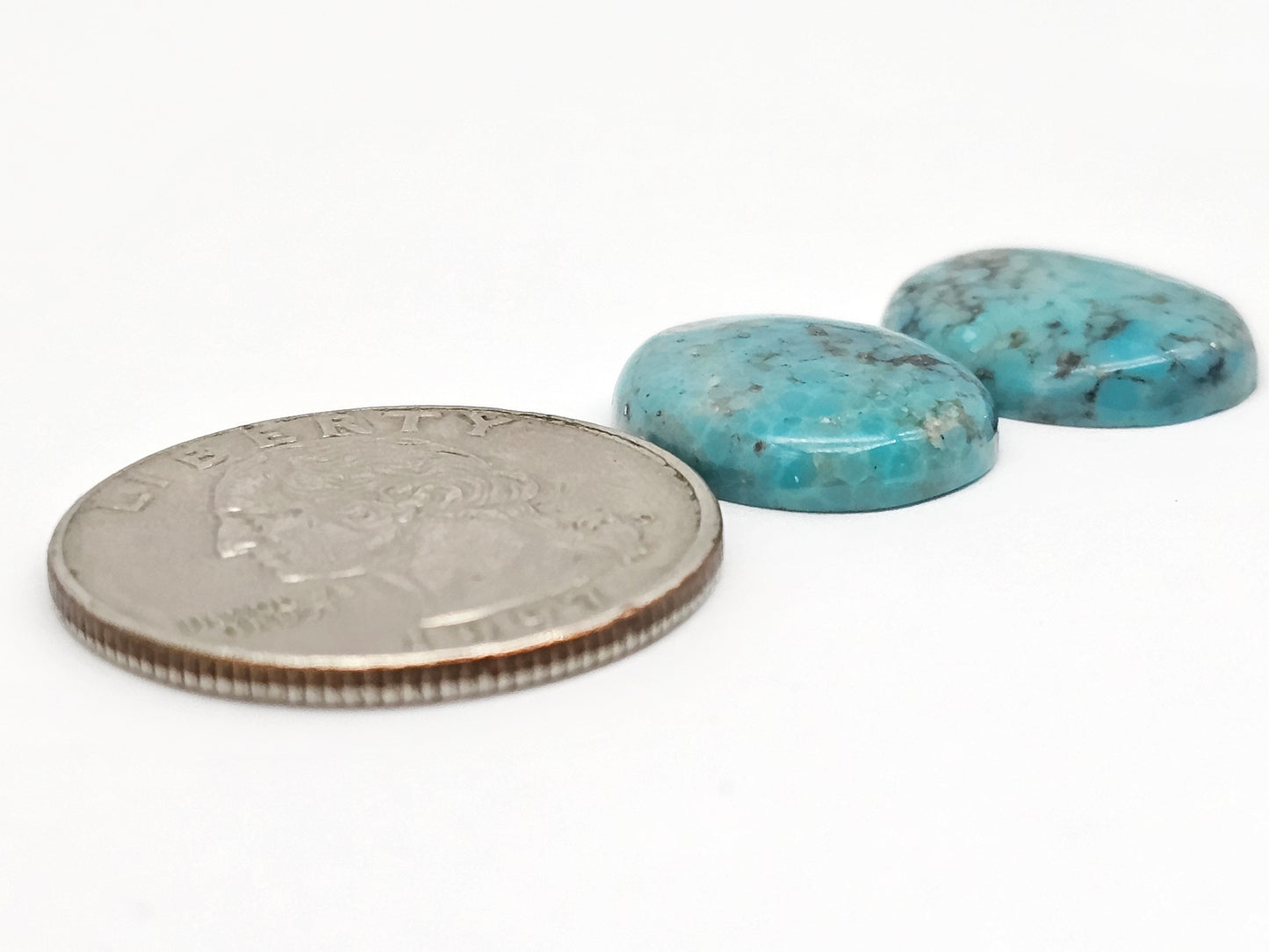 Mexican Turquoise Pair with Pyrite | Artisan Cut Gemstone