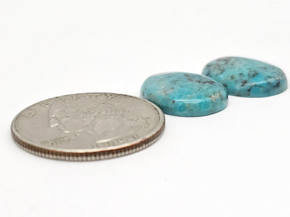 Mexican Turquoise Pair with Pyrite | Artisan Cut Gemstone